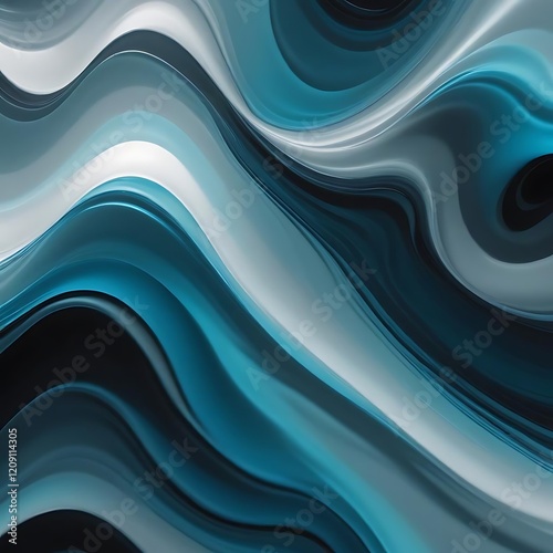 Abstract Blue Liquid Waves