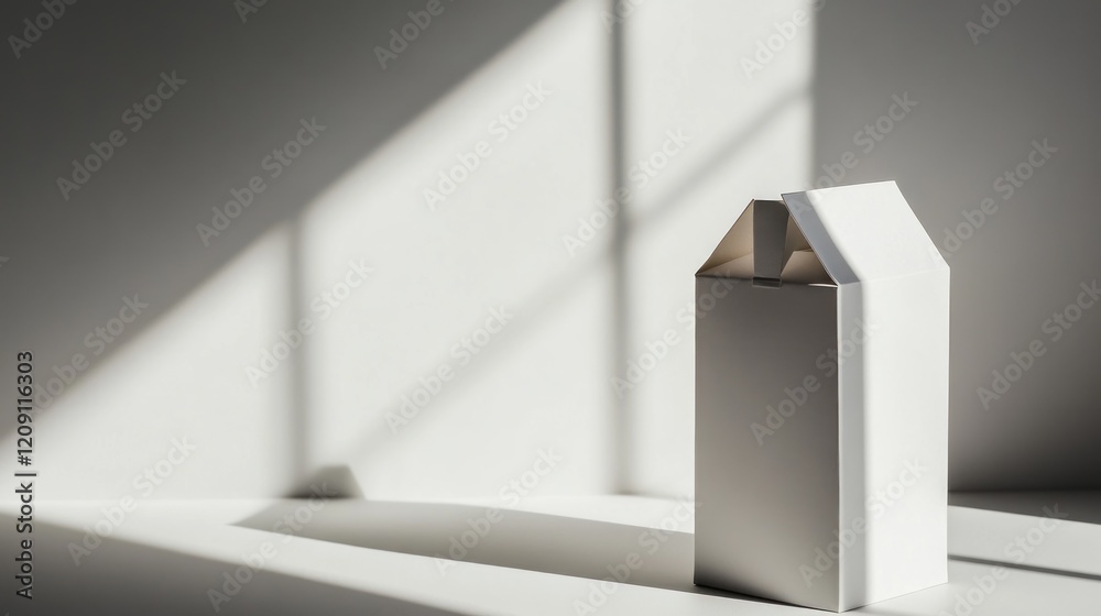 White cardboard box in sunlight. White cardboard box in sunlight.