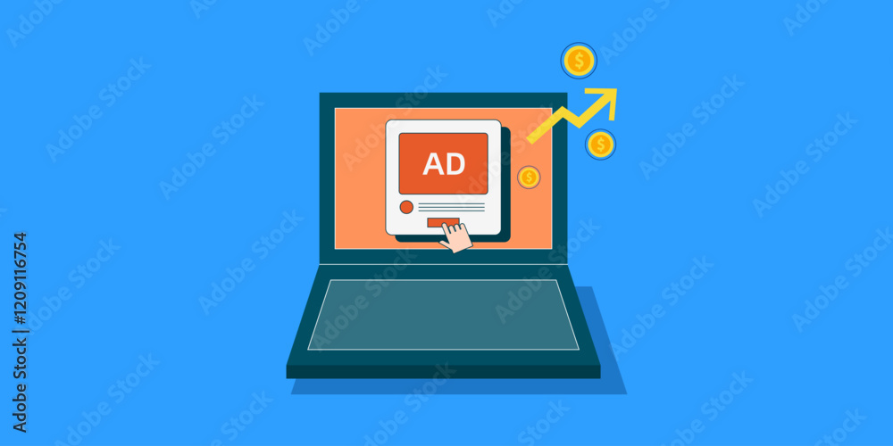 CPC cost per click digital advertising concept, vector illustration. CPC cost per click digital advertising concept, vector illustration.