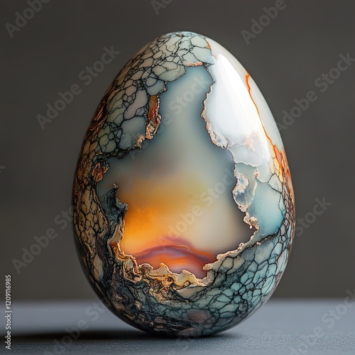 Intricate Gemstone Egg: A Polished Marble Sphere photo