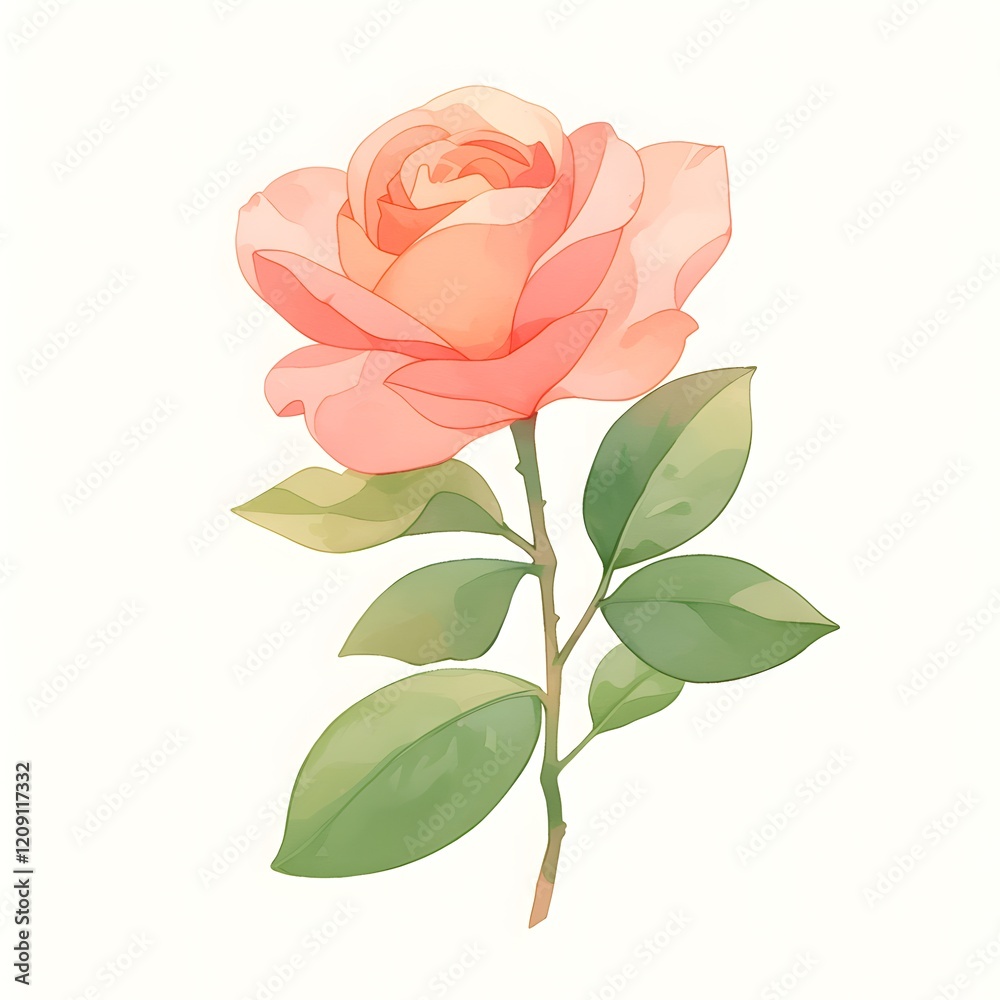 Obraz premium Pink roses, watercolor painting. Generative AI