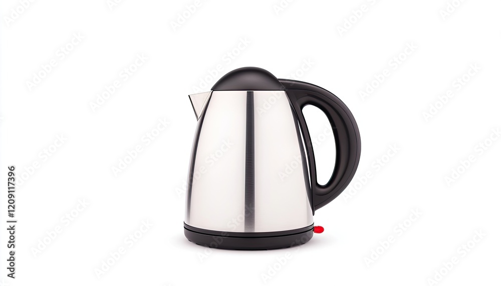 Sleek stainless steel kettle on a white background, ideal for kitchen product advertising Sleek stainless steel kettle on a white background, ideal for kitchen product advertising