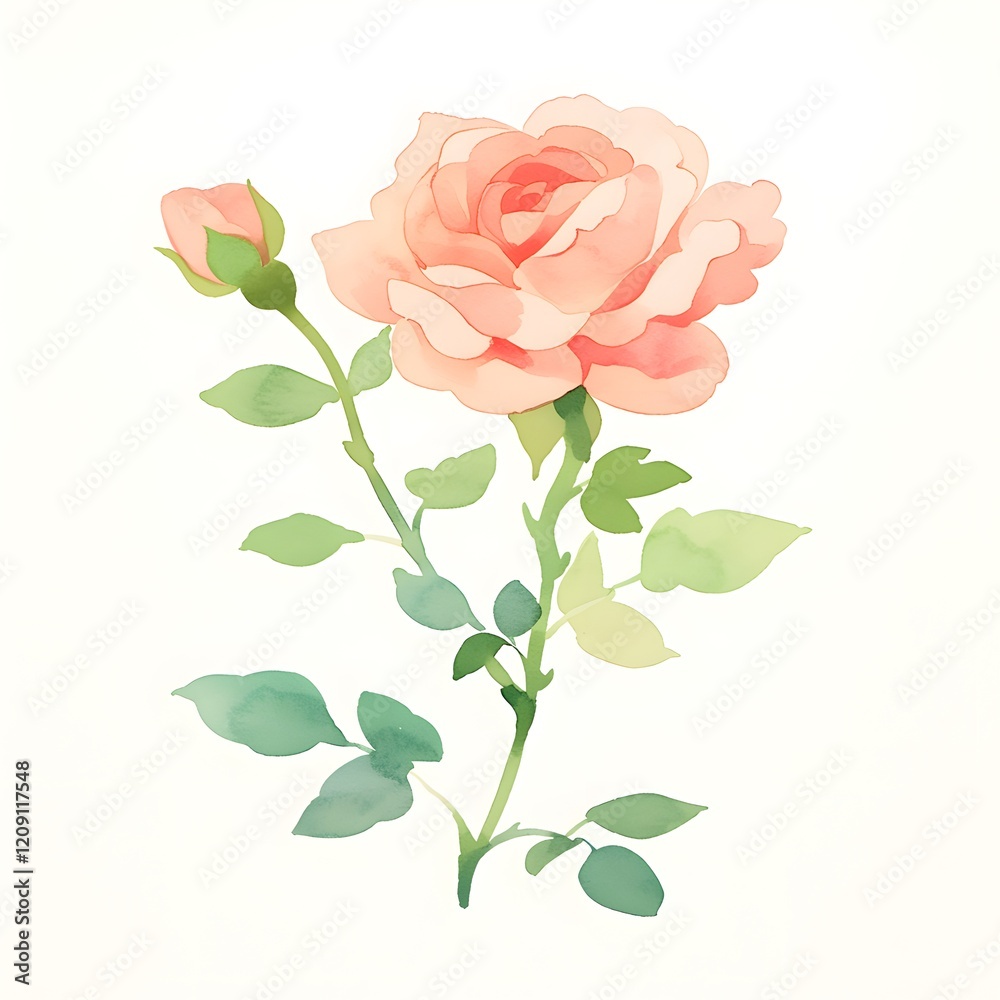 Obraz premium Pink roses, watercolor painting. Generative AI