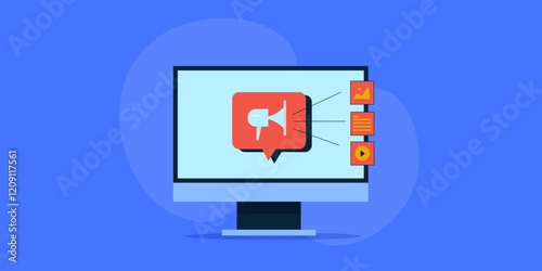 Sending marketing message to customer, content advertising promotion digital business concept.