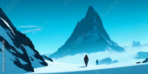 A man and a woman are walking on a snowy mountain