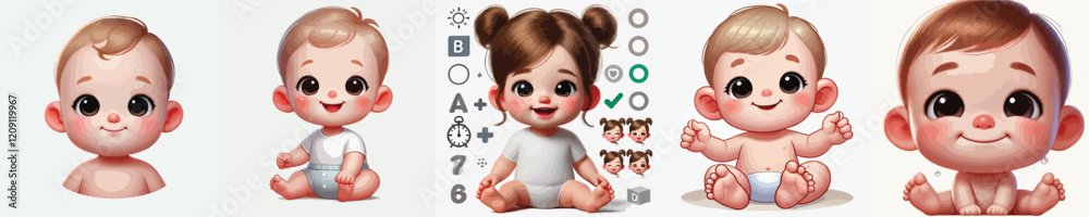 vector collection of cute babies smiling sweetly vector collection of cute babies smiling sweetly