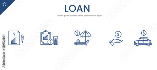Loan icons set. financial, loan-icon, credit-icon, loan-application, banking.