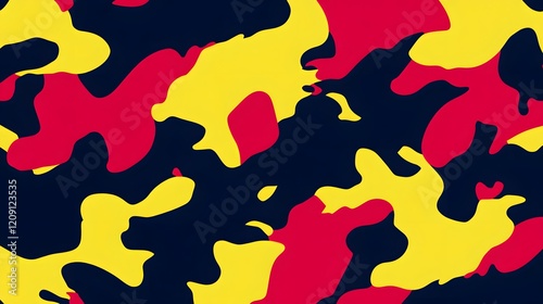 Abstract Red, Yellow, & Blue Camo Design