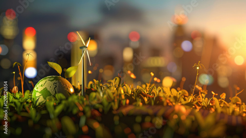 Clean energy wind turbine windmill green earth  