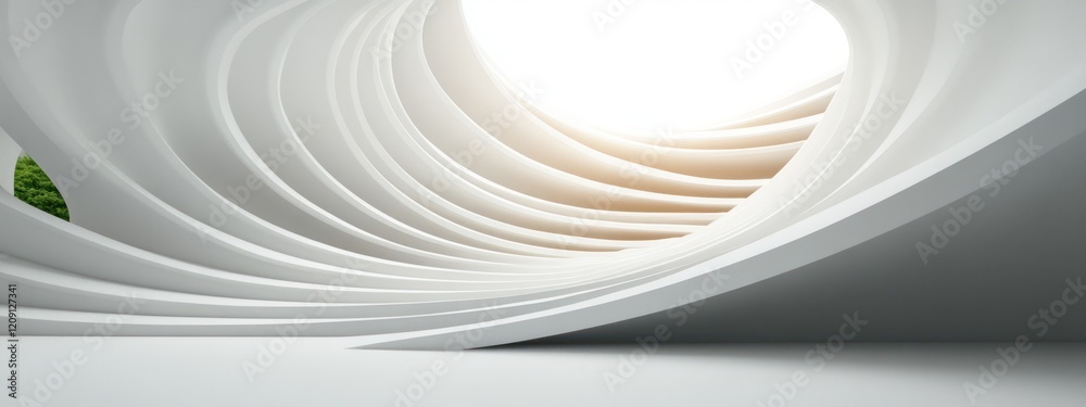 Minimalist White Curved Interior with Soft Lighting and Depth Perspective Minimalist White Curved Interior with Soft Lighting and Depth Perspective
