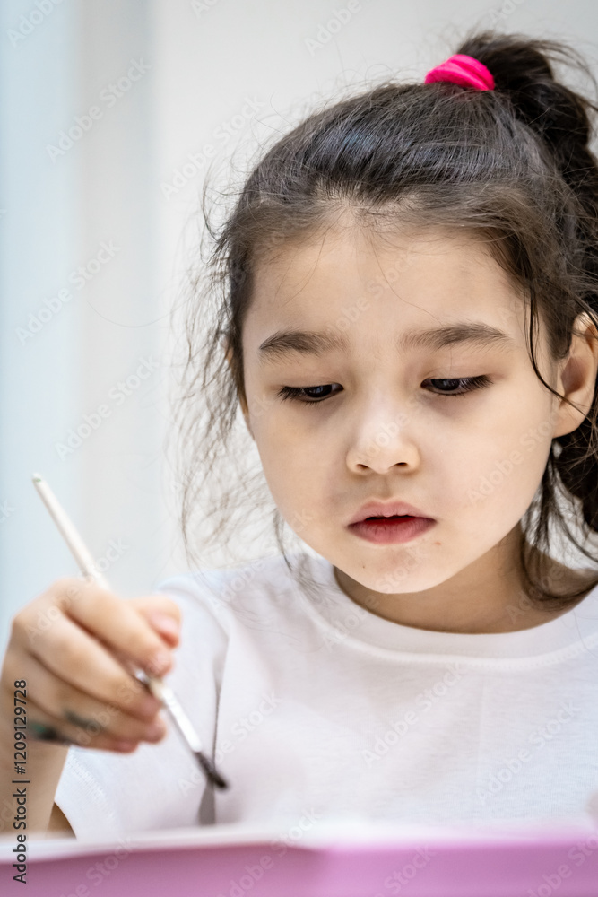 child painting a picture with school supplies, preschool child painting, child drawing a rainbow, child doing homework. child painting a picture with school supplies, preschool child painting, child drawing a rainbow, child doing homework.