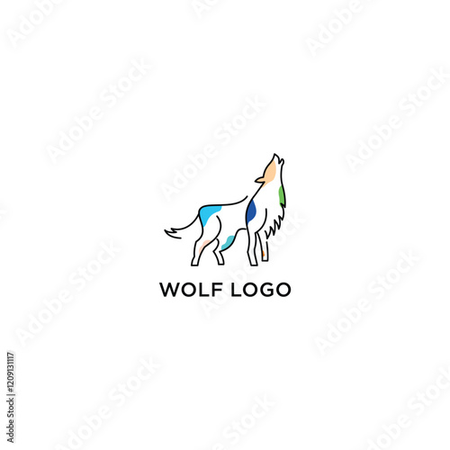 Wolf vector logo outline style