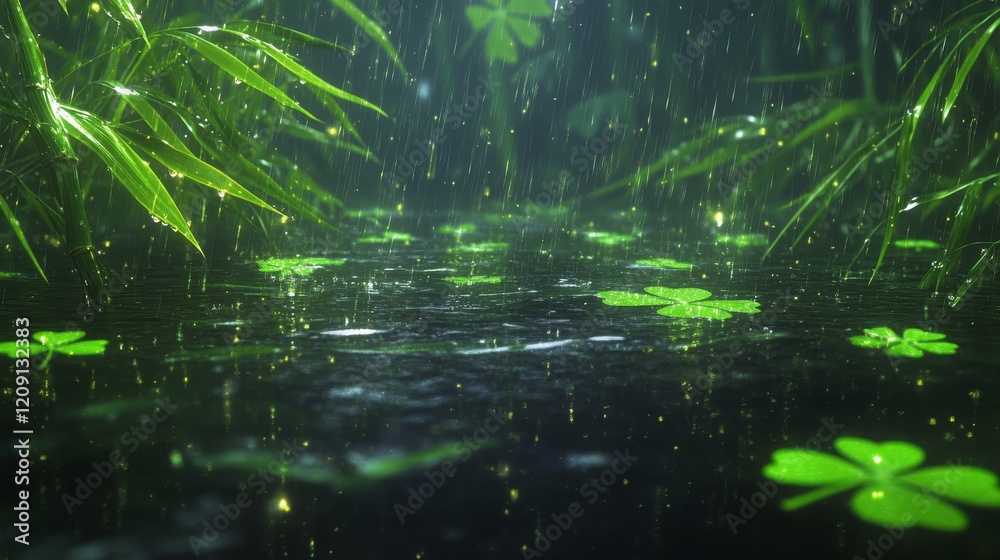 Raining Clovers Mystical Green Forest Pond Raining Clovers Mystical Green Forest Pond