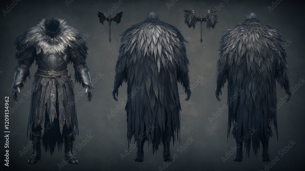 Obraz premium Raven Armor Set Front, Back, and Side Views