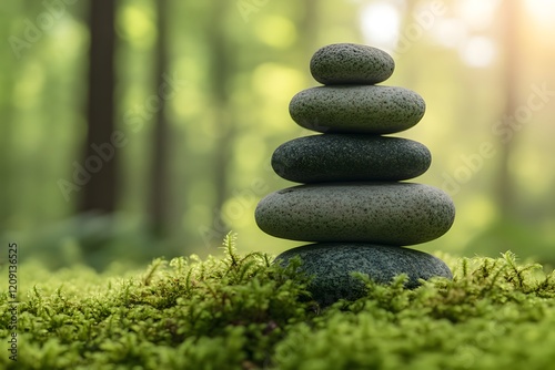Balanced Zen Stones and Flowers in Harmony