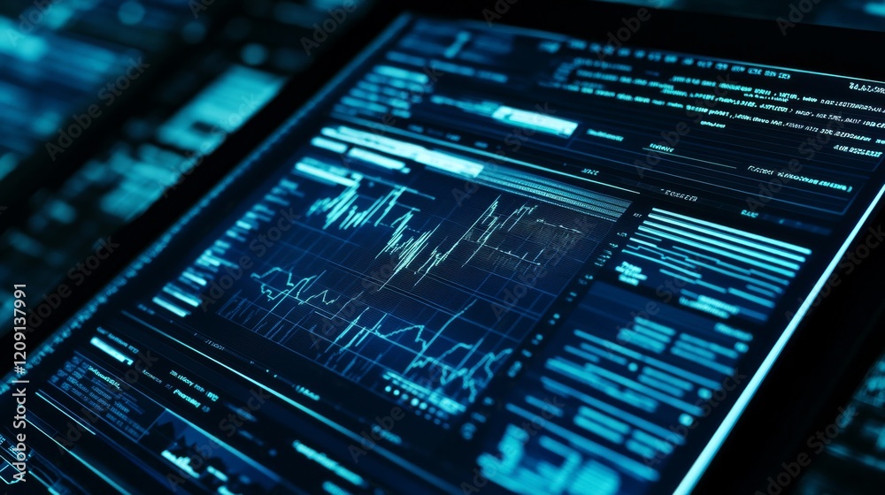 Close-Up of Digital Tablet Displaying Economic Data and Graphs Close-Up of Digital Tablet Displaying Economic Data and Graphs
