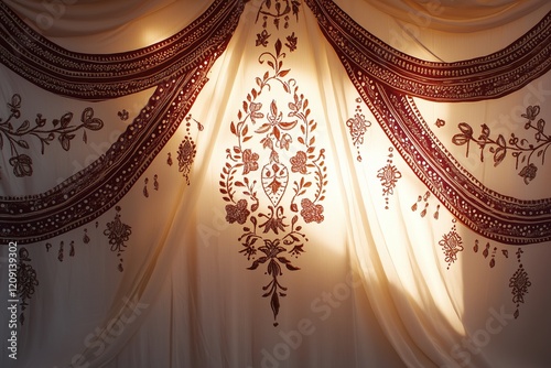 cate henna designs with floral vines and geometric accents on a smooth, softly-lit canvas.