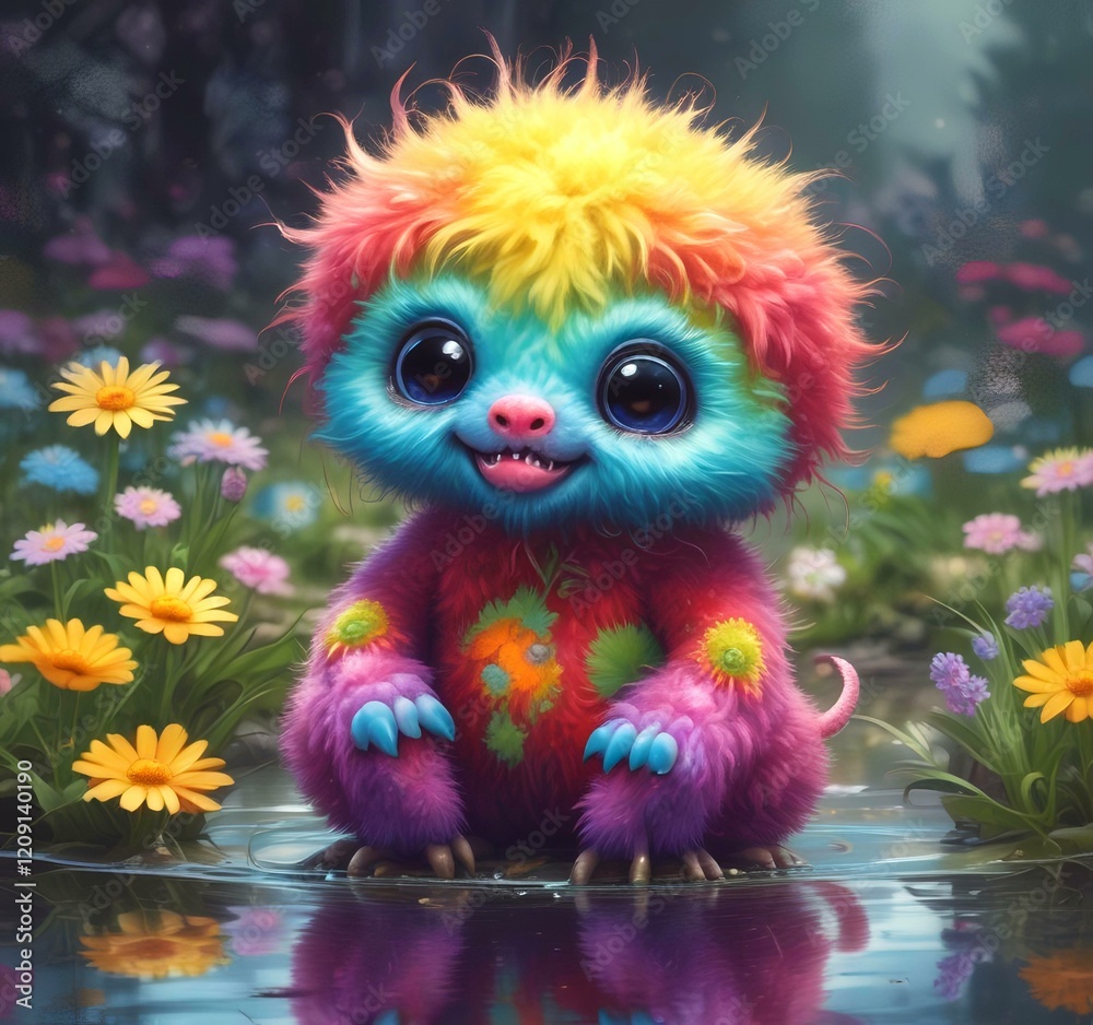 Illustration of fluffy and cute small monster.
