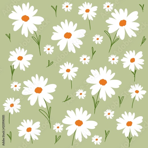 seamless pattern with camomiles