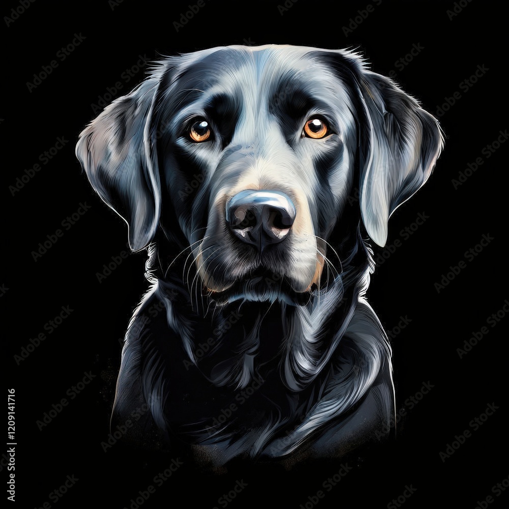 the AI Image Generator, Digital Illustration of a Happy Black Dog the AI Image Generator, Digital Illustration of a Happy Black Dog