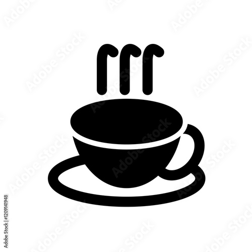 Hot coffee cup icon, with steam rising, representing a warm and inviting beverage.
