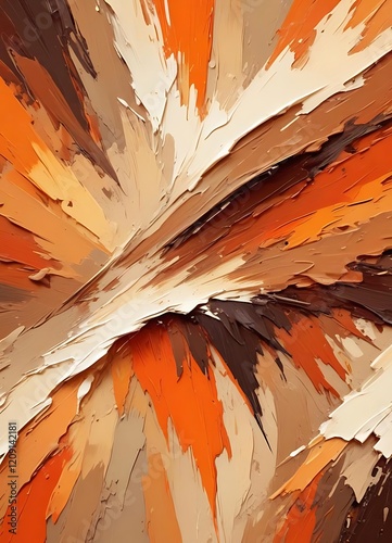 Painting of a brush stroke with orange and brown colors