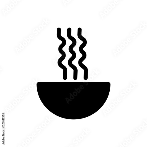 Hot noodles icon, with steam rising from a bowl of freshly prepared noodles.