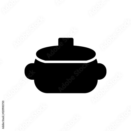 solid Rice steamer icon, symbolizing the process of cooking rice, traditional meals, or kitchen appliances. photo