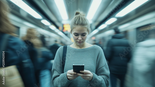 Subway Commuter: A young wo...