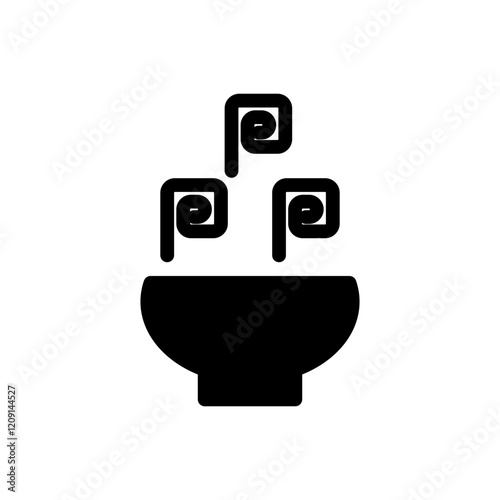 Curly noodles icon, symbolizing a specific type of noodle dish, often used in Asian cuisine.