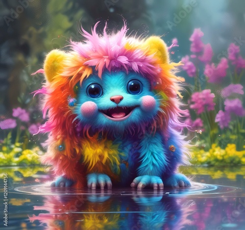 Illustration of fluffy and cute small monster.