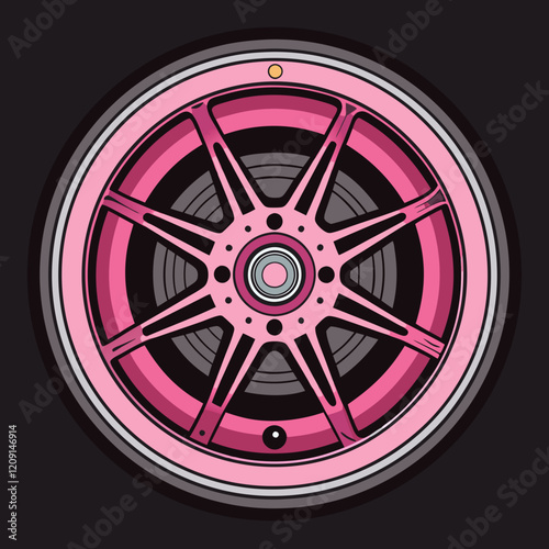 wheel of the car pink