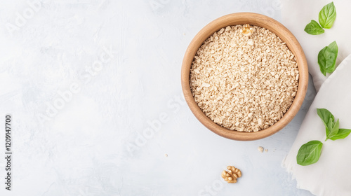Oatmeal Bowl: Top view of a...