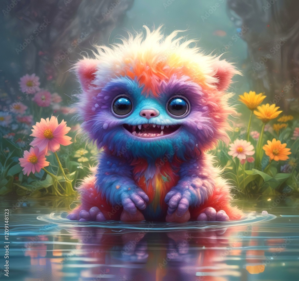 Illustration of fluffy and cute small monster. Illustration of fluffy and cute small monster.