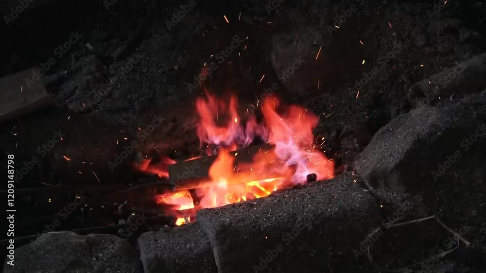 Fiery Forge Metal Heating in Blacksmith Fire Fiery Forge Metal Heating in Blacksmith Fire