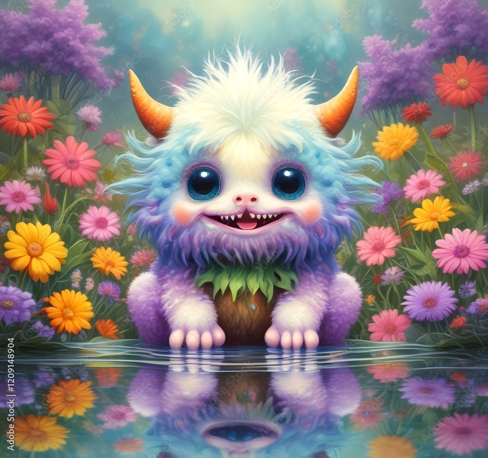 Illustration of fluffy and cute small monster.