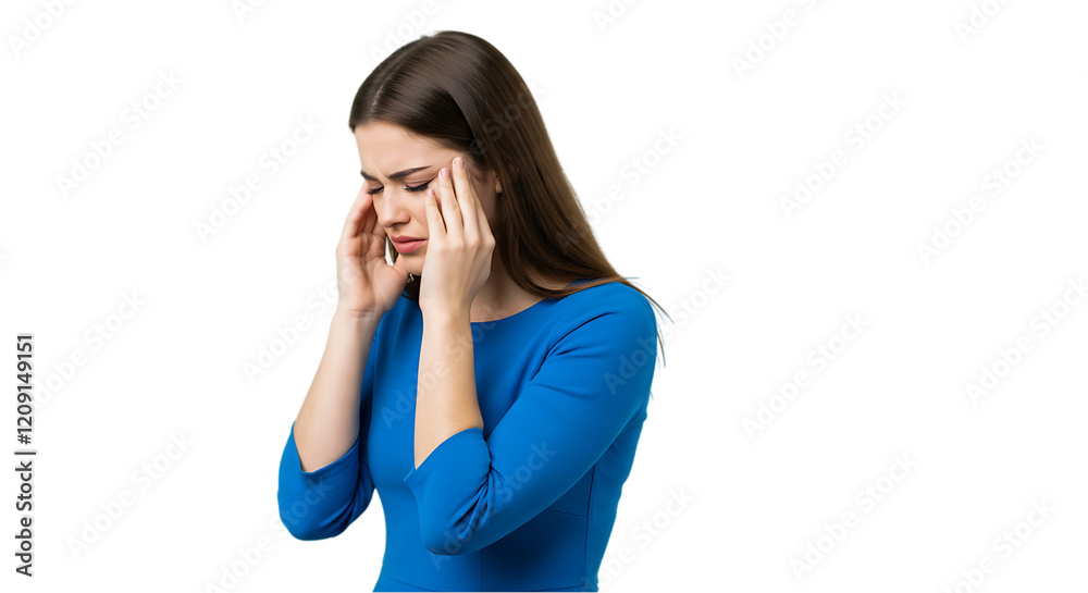 woman thinking on transparent white background, clipping path woman thinking on transparent white background, clipping path