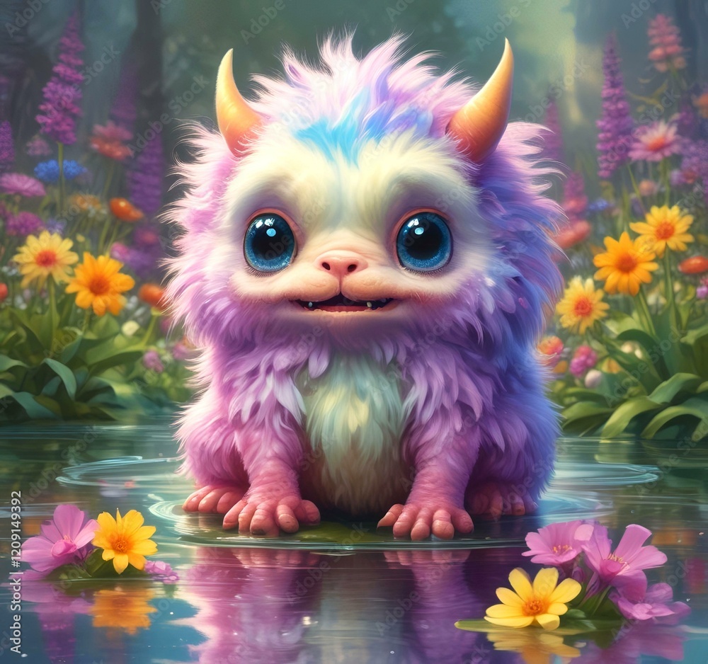 Illustration of fluffy and cute small monster. Illustration of fluffy and cute small monster.