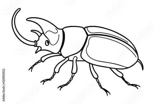 Rhinoceros Beetle line art vector illustration.eps