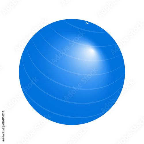 Blue fitness exercise ball icon. Vector.