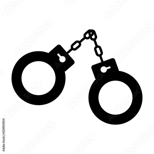Silhouette of Classic Metal Handcuffs Design.