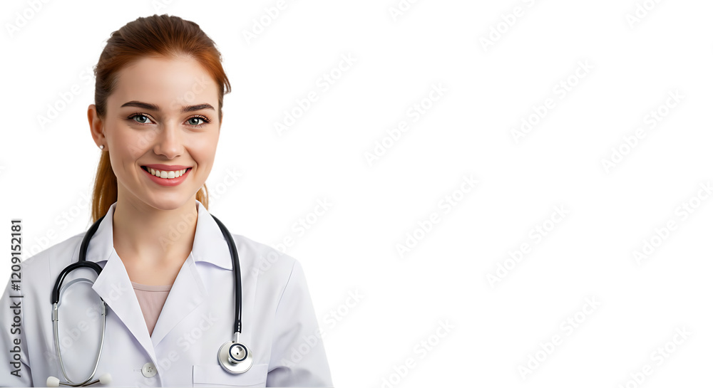 portrait of a doctor holding a stethoscope on transparent white background, clipping path portrait of a doctor holding a stethoscope on transparent white background, clipping path