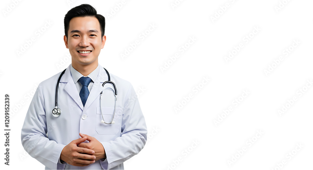 Medical Professional in White Lab Coat on transparent white background, clipping path Medical Professional in White Lab Coat on transparent white background, clipping path