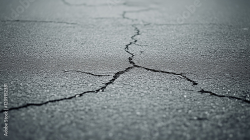Cracked Asphalt: A close-up...