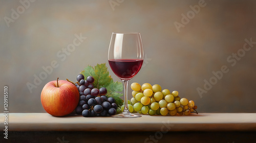 Red Wine Still Life: A glas...