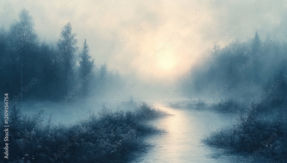 Fototapeta premium soft ethereal landscape gray white background impressionism vintage texture