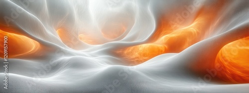 Abstract Minimalist Office Space Background with Flowing Curves and Ambient Lighting