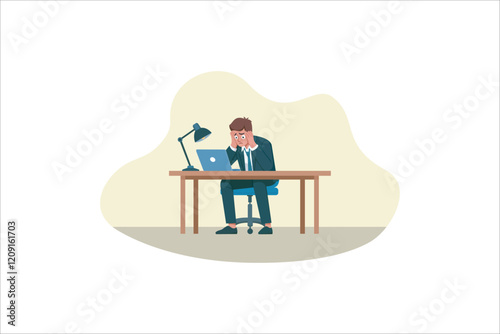 Illustration Worried Employee for Project Miss Deadline and Stressed Employee for Project Deadline Work Load Productivity at Work and Work Pressure at Workplace. Vector illustration.