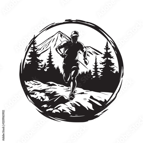 trail runner logo inspiration - vector illustration