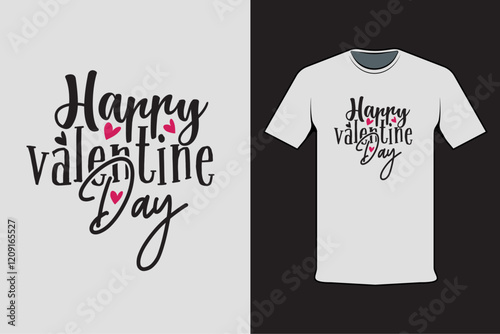 T-shirt design with Valentine's words happy valentine day